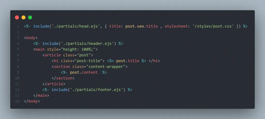 EJS template to rendder a blog post with headless WordPress