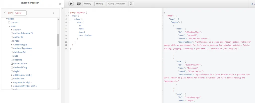 Building a Custom Post Type query with the GraphiQL IDE in WordPress.