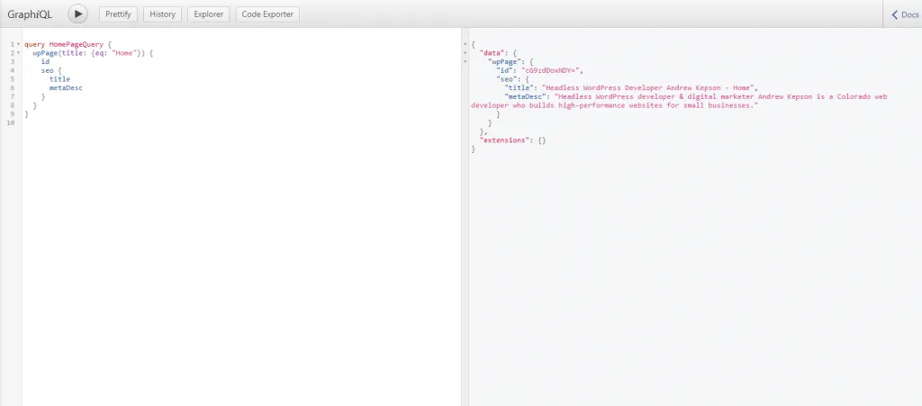 Yoast SEO with GraphQL is easy with Gatsby's GraphiQL IDE