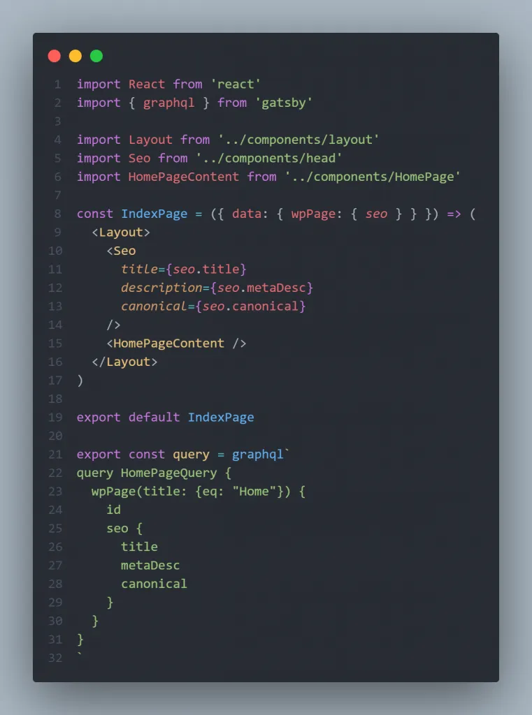 Yoast with GraphQL web page example using Gatsby